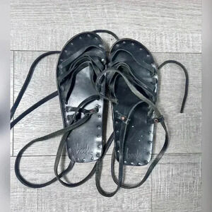 Beek Gladiator Black Leather Strappy Sandals